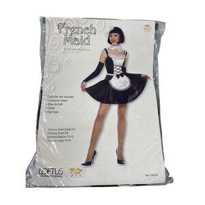 Living Fiction Studios French Maid Costume Size Small 6-8 Black White Set NEW